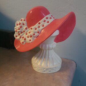 Cast Iron Doorstop ASP 2004 Pink White Wide Brim Hat